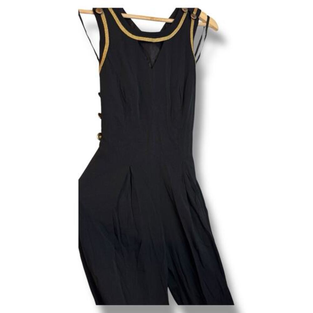 Cache Women’s Size 4 Black Criss-Cross Back Sailor Jumpsuit Vintage USA Made